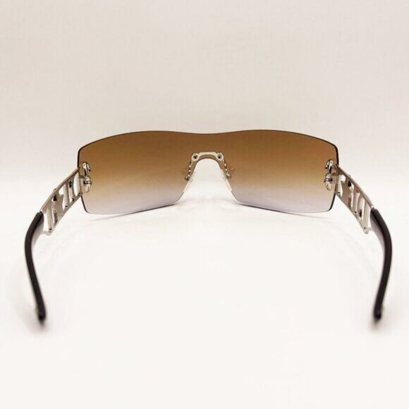 💜 RARE Vintage DIOR Diorlywood Rimless Swarovski Crystal Sunglasses Brown Y2K - Picture 5 of 9